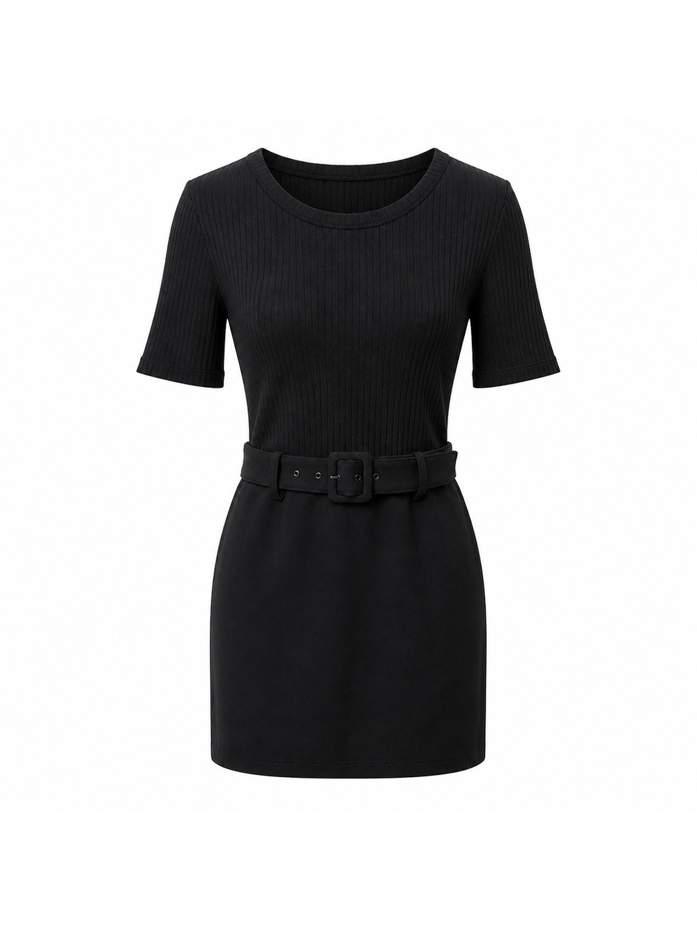 Club Monaco black ribbed belted dress